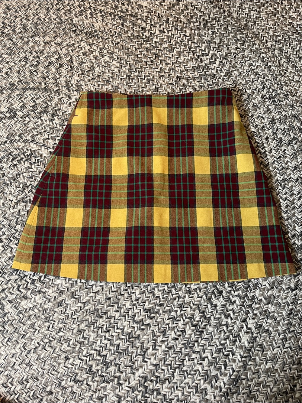 Wilfred Yellow Plaid Mini Skirt with Green Accents